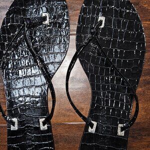 Lauren Ralph Lauren Black Crocodile Sandals Size 8.5